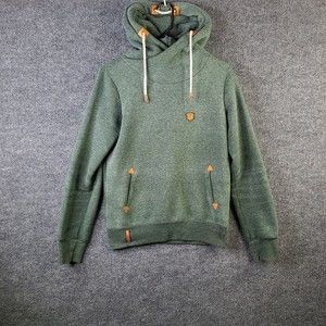 Naketano Hoodie Womens Medium Green Soft Pullover Cowl Neck Crossover